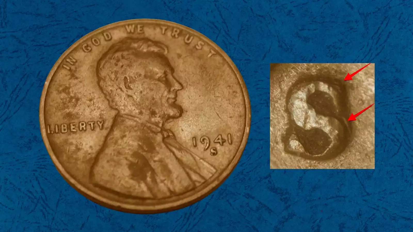1941-D repunched mint mark (D/D) close-up showing secondary D impression below the primary mint mark